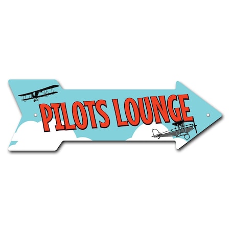 Pilots Lounge Arrow Sign Funny Home Decor 24in Wide